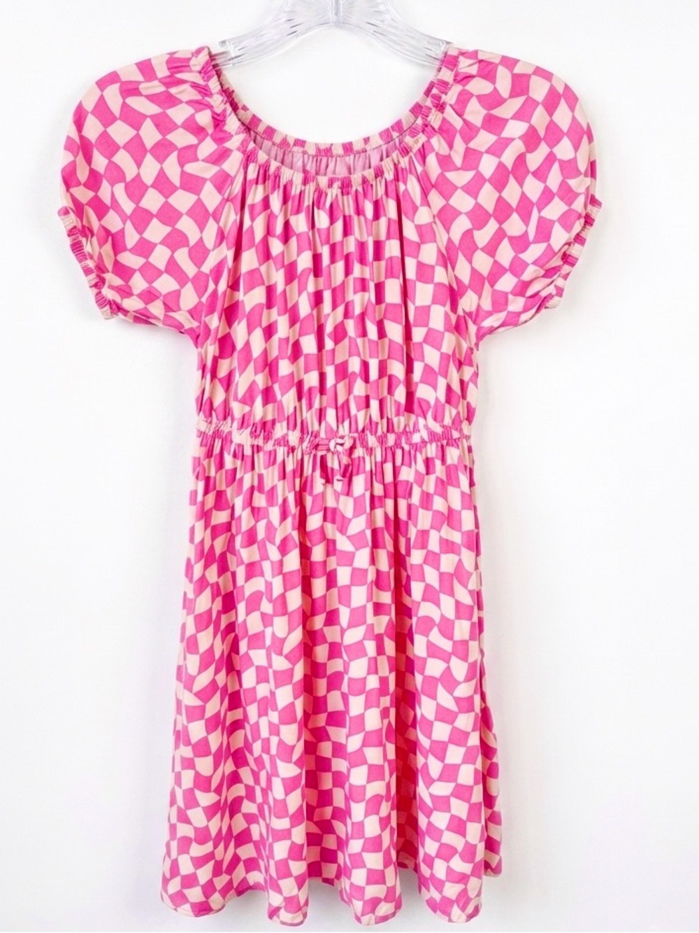 Epic Threads Big Girls Size M Pink Gingham Checkered Tiered Skater Dress